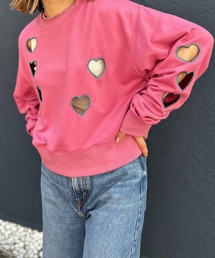 カットアウト ハート刺繍 スウェットプルオーバー