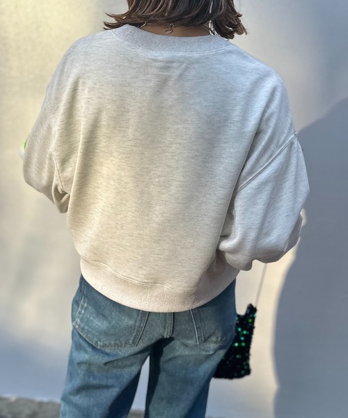 セール】カットアウト ハート刺繍 スウェットプルオーバー