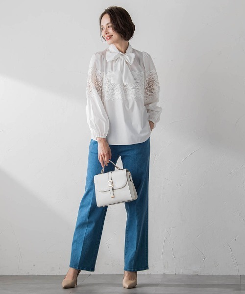 セール】袖レースブラウス≪洗濯機で洗える≫（シャツ/ブラウス