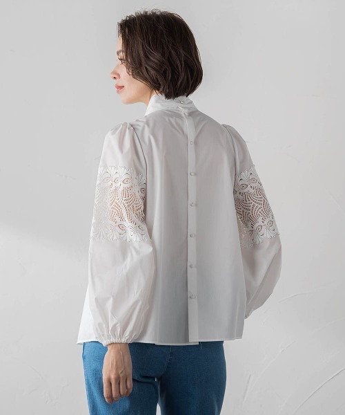 セール】袖レースブラウス≪洗濯機で洗える≫（シャツ/ブラウス