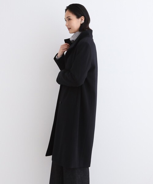 5L♡カシミヤアンゴラ　インディヴィ　スタンドカラーコート　ベルト　黒 5L♡カシミヤアンゴラ インディヴィ スタンドカラーコート ベルト 黒