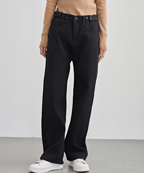 Lace Ladies（レースレディース）の「裏起毛 ハイウエスト ストレート デニム パンツ（デニムパンツ・レディース・ライトブルー/ブラック/グレー・S/M/L/XL/XS）」の6枚目の写真