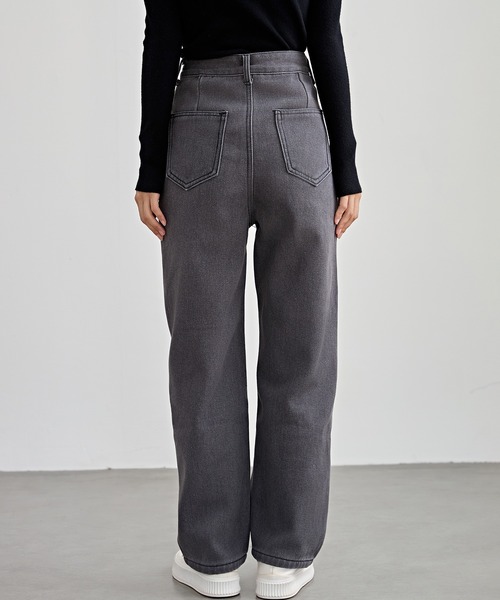 Lace Ladies（レースレディース）の「裏起毛 ハイウエスト ストレート デニム パンツ（デニムパンツ・レディース・ライトブルー/ブラック/グレー・S/M/L/XL/XS）」の11枚目の写真