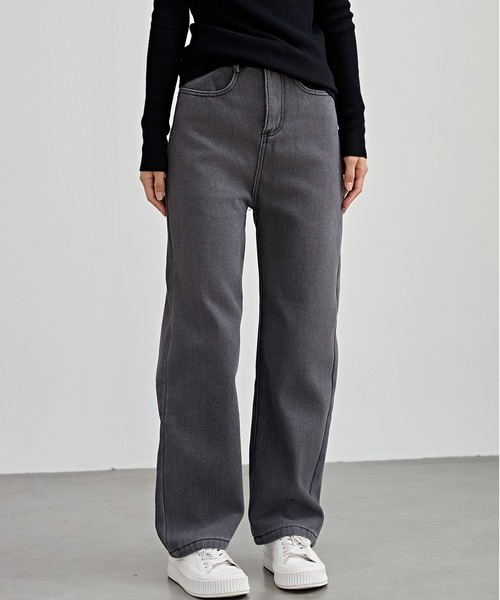 Lace Ladies（レースレディース）の「裏起毛 ハイウエスト ストレート デニム パンツ（デニムパンツ・レディース・ライトブルー/ブラック/グレー・S/M/L/XL/XS）」の13枚目の写真