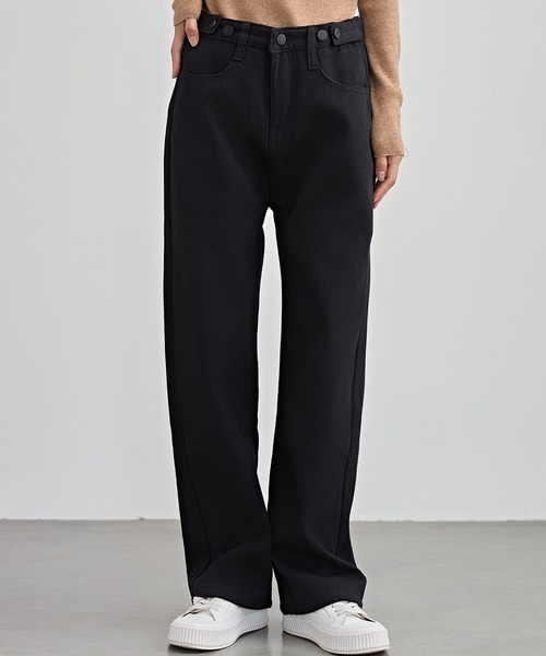 Lace Ladies（レースレディース）の「裏起毛 ハイウエスト ストレート デニム パンツ（デニムパンツ・レディース・ライトブルー/ブラック/グレー・S/M/L/XL/XS）」の19枚目の写真