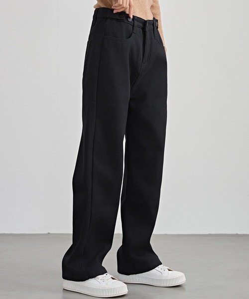 Lace Ladies（レースレディース）の「裏起毛 ハイウエスト ストレート デニム パンツ（デニムパンツ・レディース・ライトブルー/ブラック/グレー・S/M/L/XL/XS）」の20枚目の写真