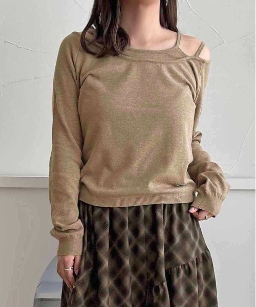 apres jour clair(アプレジュールクレア)の「【apres jour clair】レイヤードニットトップス【ZOZOTOWN限定アイテム】(ニット/セーター・レディース・ネイビー/アイボリー/グレー/ベージュ・フリー/X-LARGE)」の2枚目の写真