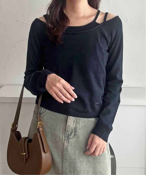 apres jour clair(アプレジュールクレア)の「【apres jour clair】レイヤードニットトップス【ZOZOTOWN限定アイテム】(ニット/セーター・レディース・ネイビー/アイボリー/グレー/ベージュ・フリー/X-LARGE)」の4枚目の写真