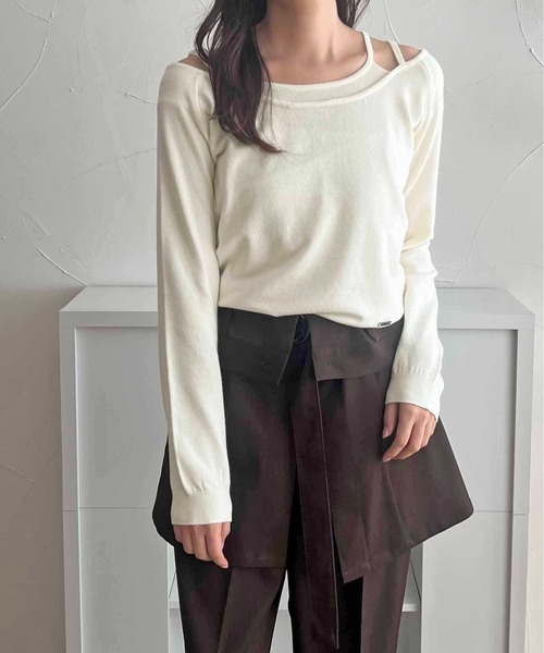 apres jour clair(アプレジュールクレア)の「【apres jour clair】レイヤードニットトップス【ZOZOTOWN限定アイテム】(ニット/セーター・レディース・ネイビー/アイボリー/グレー/ベージュ・フリー/X-LARGE)」の3枚目の写真