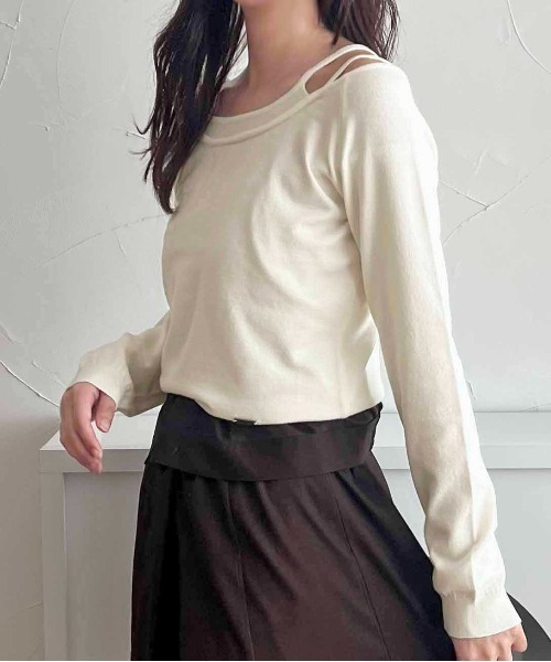 apres jour clair(アプレジュールクレア)の「【apres jour clair】レイヤードニットトップス【ZOZOTOWN限定アイテム】(ニット/セーター・レディース・ネイビー/アイボリー/グレー/ベージュ・フリー/X-LARGE)」の12枚目の写真