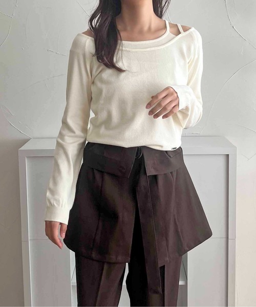 apres jour clair(アプレジュールクレア)の「【apres jour clair】レイヤードニットトップス【ZOZOTOWN限定アイテム】(ニット/セーター・レディース・ネイビー/アイボリー/グレー/ベージュ・フリー/X-LARGE)」の9枚目の写真