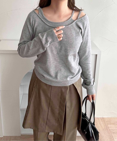 apres jour clair(アプレジュールクレア)の「【apres jour clair】レイヤードニットトップス【ZOZOTOWN限定アイテム】(ニット/セーター・レディース・ネイビー/アイボリー/グレー/ベージュ・フリー/X-LARGE)」の16枚目の写真