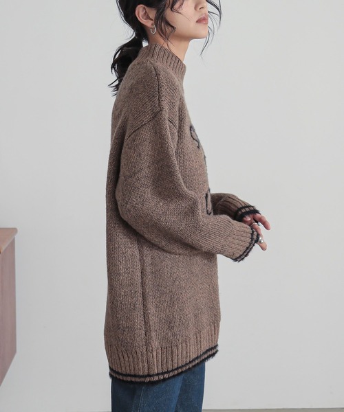 n'OrLABEL（ノアールレーベル）の「ロゴジャカードモヘヤタッチニット（ニット/セーター・レディース・グレイッシュベージュ/ネイビー/モカ・FREE）」の22枚目の写真