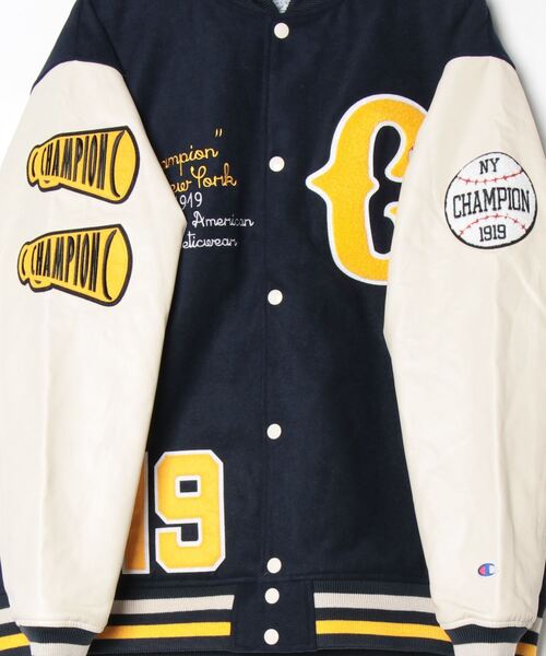 Champion(チャンピオン)の「CH-VARCITY JACKET(その他アウター・メンズ・ネイビー/キャメル・XL/L)」の4枚目の写真