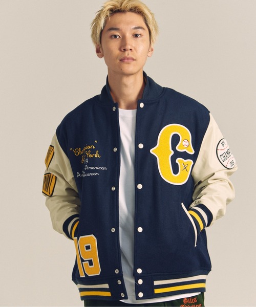 Champion(チャンピオン)の「CH-VARCITY JACKET(その他アウター・メンズ・ネイビー/キャメル・XL/L)」の6枚目の写真