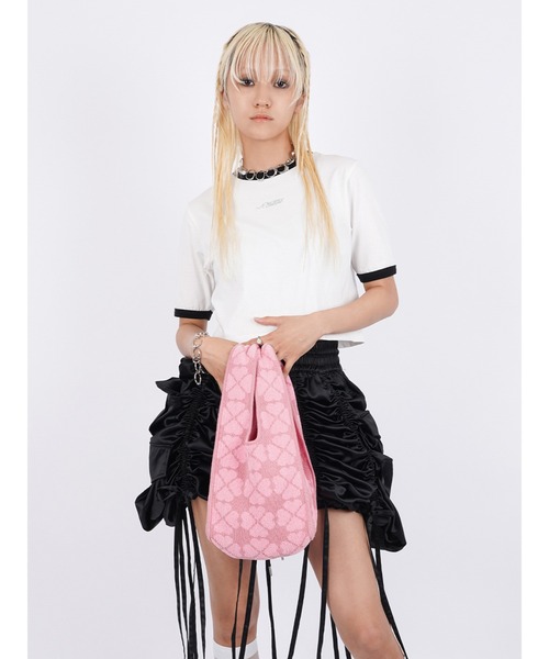PAMEO POSE(パメオポーズ)の「【ZOZOTOWN限定】Pixel Clover knit bag/ピクセルクローバーニットバッグ(トートバッグ・レディース・ピンク/レッド・FREE)」の3枚目の写真