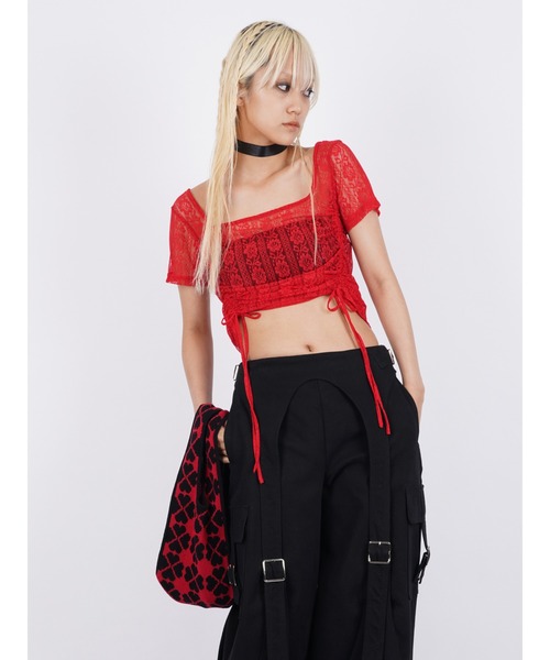PAMEO POSE(パメオポーズ)の「【ZOZOTOWN限定】Pixel Clover knit bag/ピクセルクローバーニットバッグ(トートバッグ・レディース・ピンク/レッド・FREE)」の6枚目の写真