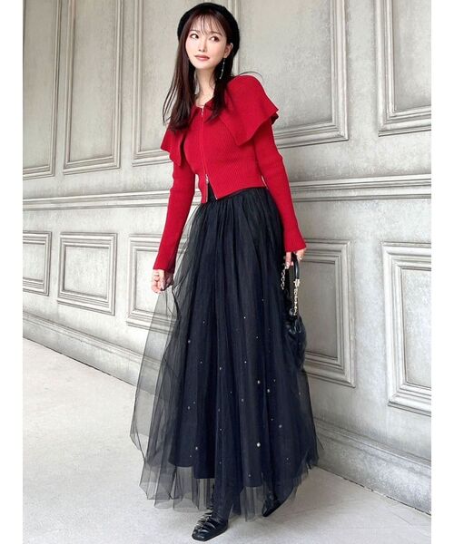 RESEXXY（リゼクシー）の「パールポイントチュールスカート（スカート・レディース・アイボリー/ブラック/グレー・FREE）」の6枚目の写真