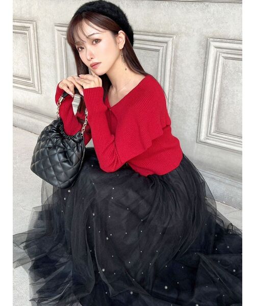 RESEXXY（リゼクシー）の「パールポイントチュールスカート（スカート・レディース・アイボリー/ブラック/グレー・FREE）」の9枚目の写真