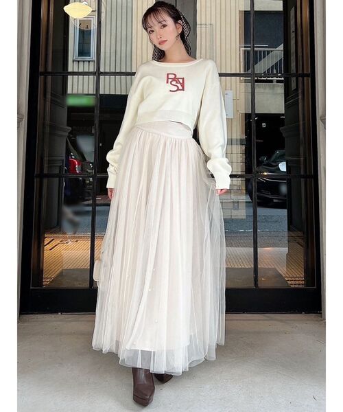 RESEXXY（リゼクシー）の「パールポイントチュールスカート（スカート・レディース・アイボリー/ブラック/グレー・FREE）」の15枚目の写真