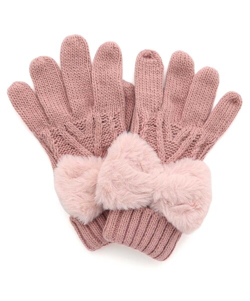 Ampersand（アンパサンド）の「リボン手袋（手袋・キッズ・ピンク/グレー/アイボリー・95/120/140）」の3枚目の写真