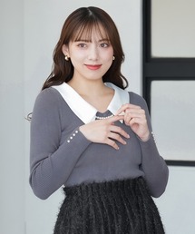 ASTORIA ODIER | 襟付きパール使いニットプルオーバー(ニット/セーター)