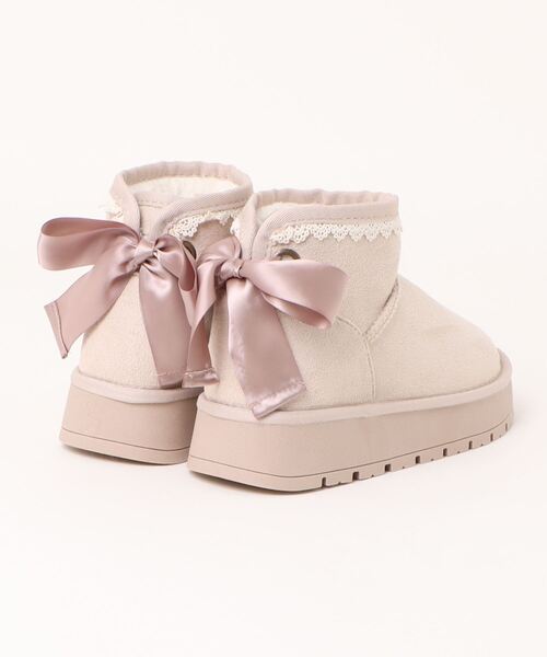 axes femme（アクシーズファム）の「バックリボン厚底ムートン（ブーツ・レディース・ブラック/ベージュ・MEDIUM/LARGE）」の19枚目の写真