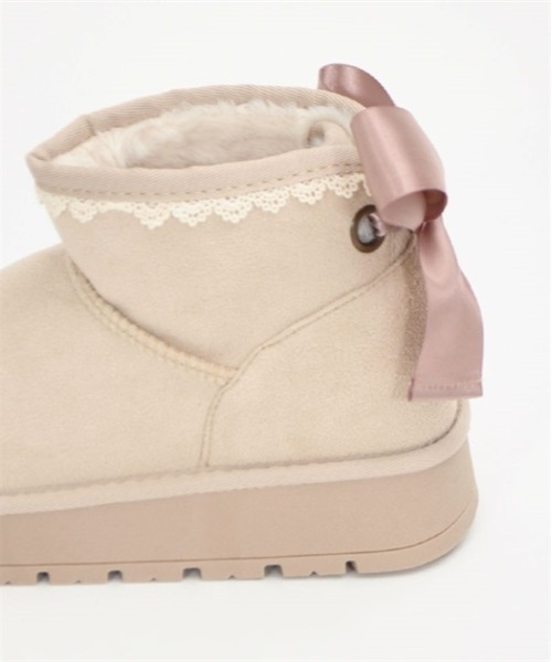 axes femme（アクシーズファム）の「バックリボン厚底ムートン（ブーツ・レディース・ブラック/ベージュ・MEDIUM/LARGE）」の5枚目の写真