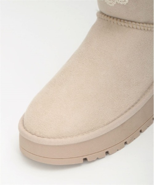 axes femme（アクシーズファム）の「バックリボン厚底ムートン（ブーツ・レディース・ブラック/ベージュ・MEDIUM/LARGE）」の6枚目の写真