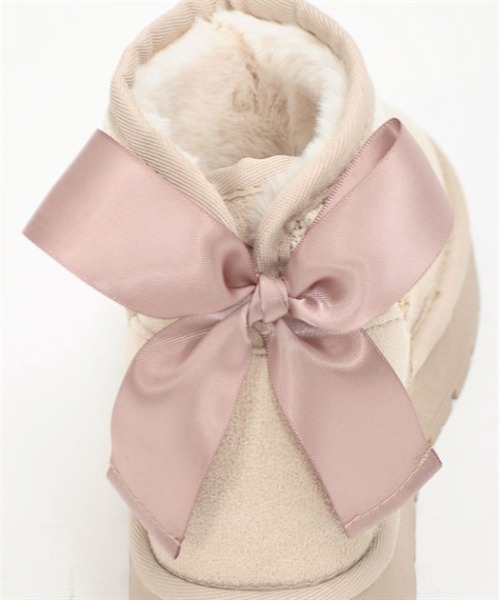 axes femme（アクシーズファム）の「バックリボン厚底ムートン（ブーツ・レディース・ブラック/ベージュ・MEDIUM/LARGE）」の8枚目の写真