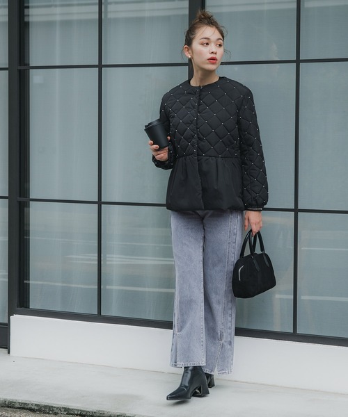 coca（coca）（コカ）の「【WEB限定セール】ベロアリボン付き スリットデニムパンツ（デニムパンツ・レディース・ブルー・S/M/L）」の9枚目の写真