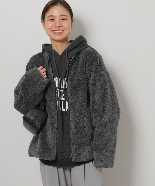 手洗い可能】着膨れしない。カールボアノーカラーブルゾン（ブルゾン