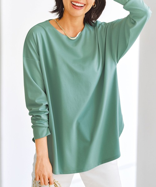 BELLUNA PLUS(ベルーナ)の「もちっとなめらか!サマ見えプルオーバー(Tシャツ/カットソー・レディース・アイボリー系/チャコール/イエロー/ラベンダー/セージグリーン・LARGE/MEDIUM/X-LARGE)」の4枚目の写真
