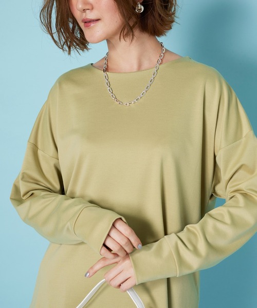 BELLUNA PLUS(ベルーナ)の「もちっとなめらか!サマ見えプルオーバー(Tシャツ/カットソー・レディース・アイボリー系/チャコール/イエロー/ラベンダー/セージグリーン・LARGE/MEDIUM/X-LARGE)」の13枚目の写真