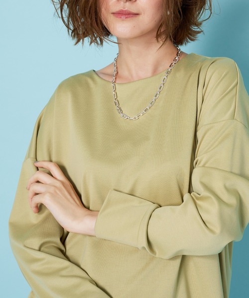 BELLUNA PLUS(ベルーナ)の「もちっとなめらか!サマ見えプルオーバー(Tシャツ/カットソー・レディース・アイボリー系/チャコール/イエロー/ラベンダー/セージグリーン・LARGE/MEDIUM/X-LARGE)」の14枚目の写真