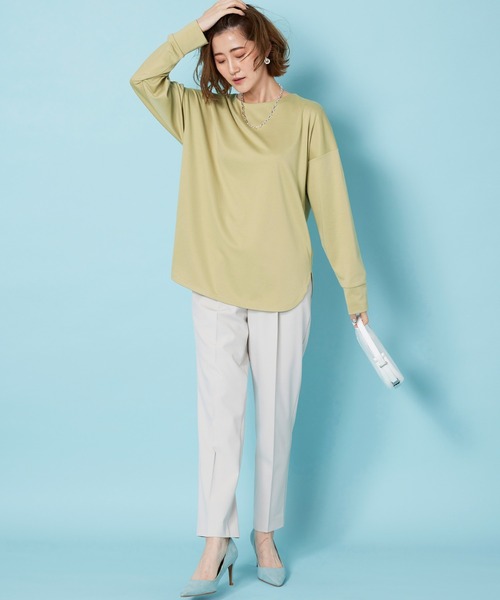 BELLUNA PLUS(ベルーナ)の「もちっとなめらか!サマ見えプルオーバー(Tシャツ/カットソー・レディース・アイボリー系/チャコール/イエロー/ラベンダー/セージグリーン・LARGE/MEDIUM/X-LARGE)」の21枚目の写真