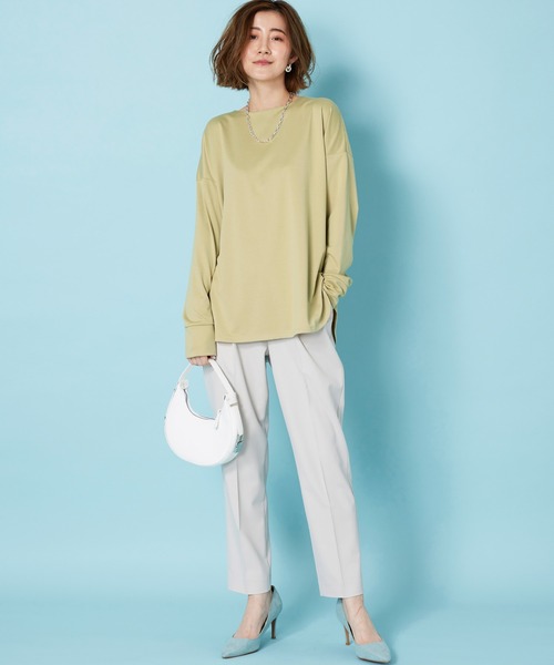 BELLUNA PLUS(ベルーナ)の「もちっとなめらか!サマ見えプルオーバー(Tシャツ/カットソー・レディース・アイボリー系/チャコール/イエロー/ラベンダー/セージグリーン・LARGE/MEDIUM/X-LARGE)」の20枚目の写真
