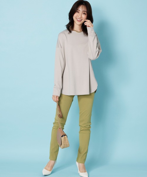 BELLUNA PLUS(ベルーナ)の「もちっとなめらか!サマ見えプルオーバー(Tシャツ/カットソー・レディース・アイボリー系/チャコール/イエロー/ラベンダー/セージグリーン・LARGE/MEDIUM/X-LARGE)」の10枚目の写真