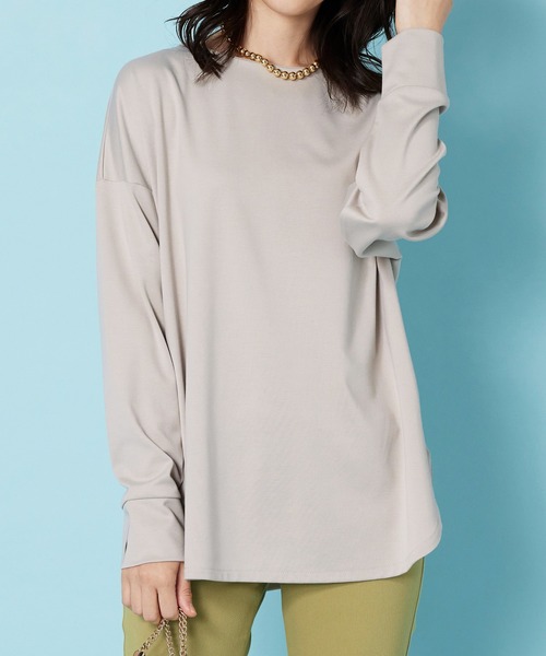 BELLUNA PLUS(ベルーナ)の「もちっとなめらか!サマ見えプルオーバー(Tシャツ/カットソー・レディース・アイボリー系/チャコール/イエロー/ラベンダー/セージグリーン・LARGE/MEDIUM/X-LARGE)」の8枚目の写真
