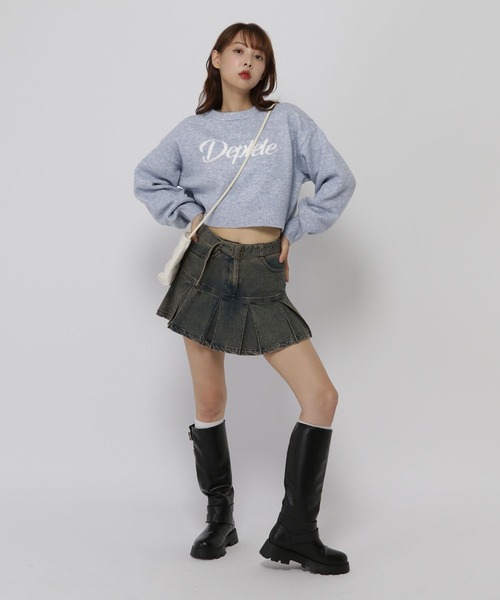 3.3 Field Trip （3.3フィールドトリップ）の「3.3 Field Trip／ジャガードロゴニット（ニット/セーター・レディース・グレー/ブルー・FREE）」の3枚目の写真