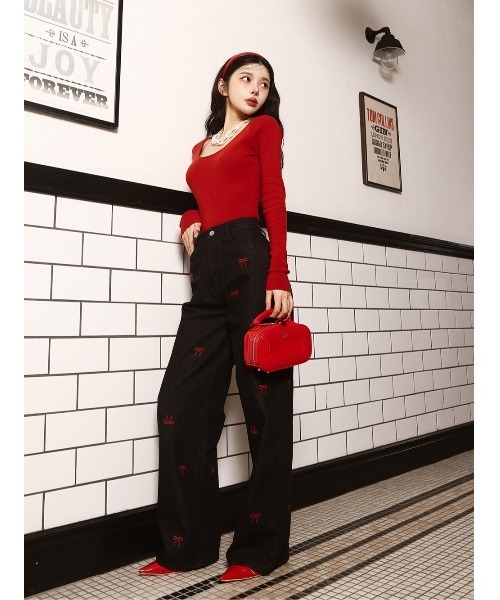 Darich リボンデニム Mサイズ ランダムリボンデニムパンツ（デニムパンツ）｜Darich