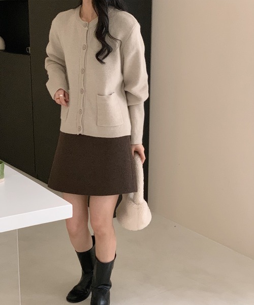 aimoha(アイモハ)の「ポケット付きカーディガン(カーディガン/ボレロ・レディース・チョコ/ダークグレー/ベージュ/ネイビー・FREE)」の11枚目の写真