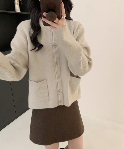 aimoha(アイモハ)の「ポケット付きカーディガン(カーディガン/ボレロ・レディース・チョコ/ダークグレー/ベージュ/ネイビー・FREE)」の16枚目の写真