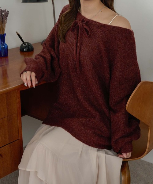 Ambre Neige(アンブルネージュ)の「マルチウェイリボンニット/WEB/EC限定商品(ニット/セーター・レディース・ボルドー/ブラウン系その他/アイボリー・FREE)」の17枚目の写真