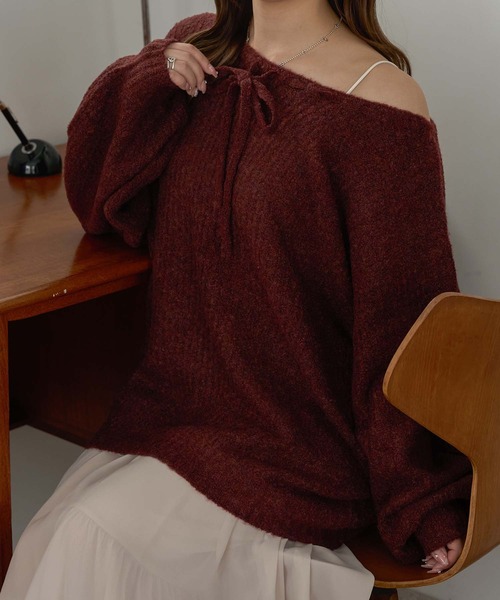 Ambre Neige(アンブルネージュ)の「マルチウェイリボンニット/WEB/EC限定商品(ニット/セーター・レディース・ボルドー/ブラウン系その他/アイボリー・FREE)」の18枚目の写真