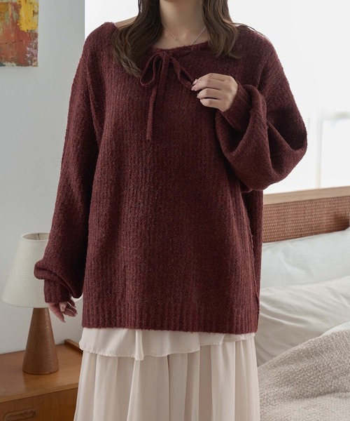 Ambre Neige(アンブルネージュ)の「マルチウェイリボンニット/WEB/EC限定商品(ニット/セーター・レディース・ボルドー/ブラウン系その他/アイボリー・FREE)」の20枚目の写真