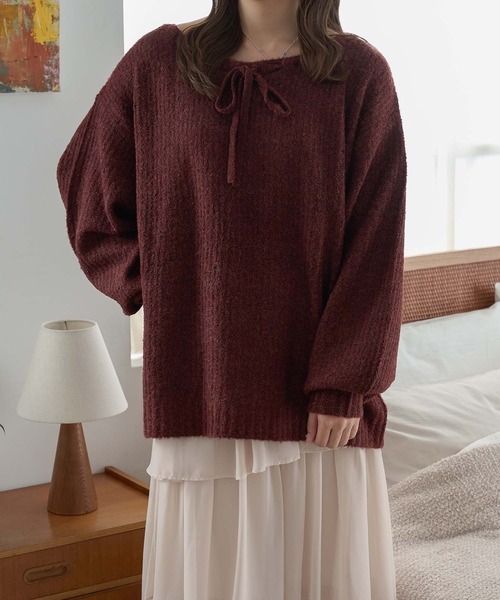 Ambre Neige(アンブルネージュ)の「マルチウェイリボンニット/WEB/EC限定商品(ニット/セーター・レディース・ボルドー/ブラウン系その他/アイボリー・FREE)」の21枚目の写真