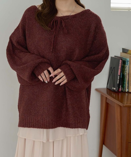 Ambre Neige(アンブルネージュ)の「マルチウェイリボンニット/WEB/EC限定商品(ニット/セーター・レディース・ボルドー/ブラウン系その他/アイボリー・FREE)」の22枚目の写真