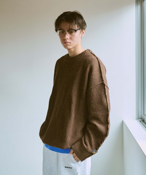 BROKEN BASE（ブロークンベース）の「ドローコードカラーネップインサイドアウトニット（ニット/セーター・メンズ・ネイビー/ブラック系/ブラウン系/カーキ/チャコールグレー/ブルー/ベージュ・SMALL/MEDIUM/LARGE）」の14枚目の写真