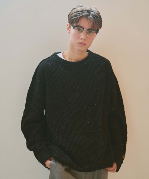 BROKEN BASE（ブロークンベース）の「ドローコードカラーネップインサイドアウトニット（ニット/セーター・メンズ・ネイビー/ブラック系/ブラウン系/カーキ/チャコールグレー/ブルー/ベージュ・SMALL/MEDIUM/LARGE）」の12枚目の写真